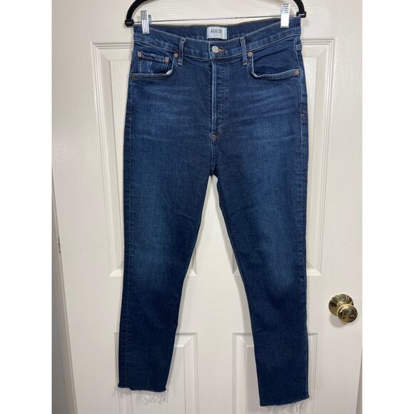 AGOLDE Denim Nico High Rise Slim Straight Leg Jean in Cabana Dark Wash 29 - Picture 1 of 8
